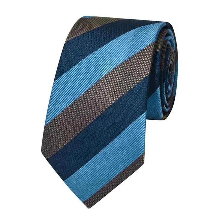 Corbata de seda de ratlles blaves i marrons YiLi - ratlles sostenibles